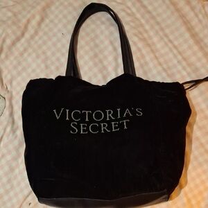 Victoria's Secret Black Velvet Tote Bag